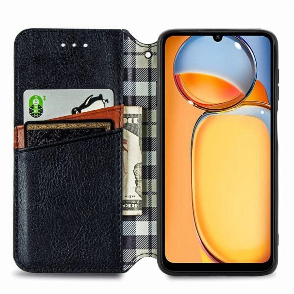 Чохол Deexe Rhombus Wallet для Xiaomi Redmi 13C / Poco C65 - Black - зображення 2