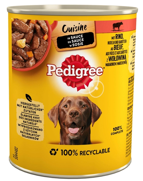 Mokra karma dla psów Pedigree Cuisine z wołowiną, makaronem i marchewką w sosie 800 g (3065890152861) - obraz 1