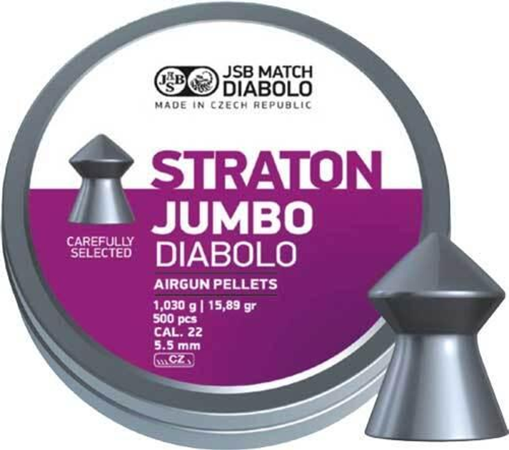 Кулі пневматичні JSB Jumbo Straton. Кал. 5.5 мм. Вага - 1.03 г. 250 шт/уп - зображення 1