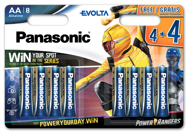 Baterie Panasonic Evolta alkaliczne AA blister, 8 szt Power Rangers (6477146) - obraz 1