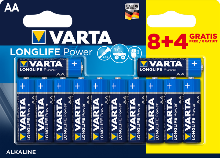 Baterie Varta Longlife Power AA BLI 12 (8+4) Alkaline (5840726) - obraz 1