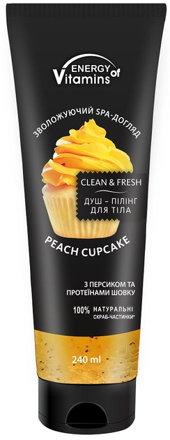 Peeling-żel myjący do ciała Energy of Vitamins Peach Cupcake z pestkami brzoskwini 240 ml (4820074623402) - obraz 1