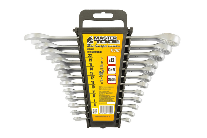 Ключи рожково-накидные MASTERTOOL SATIN FINISH набор 12 шт (6-14/17/19 ...