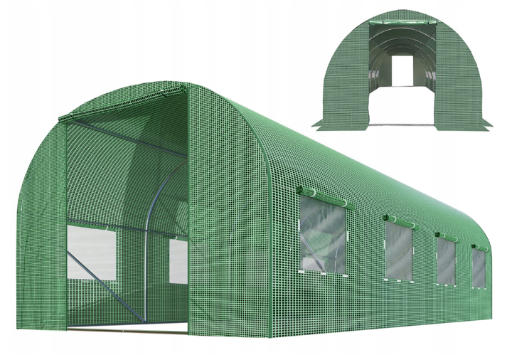 Теплица для сада с окнами Plonos 10m2 Зеленая = 400х250х200 см (4973) - Фото 2 Теплица для сада с окнами Plonos 10m2 Зеленая = 400х250х200 см (4973) - изображение 2