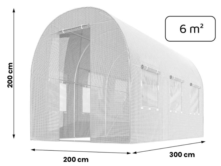 Садовая теплица с окнами Plonos 6m2 Белая = 300х200х200 см (4970-A) - изображение 5