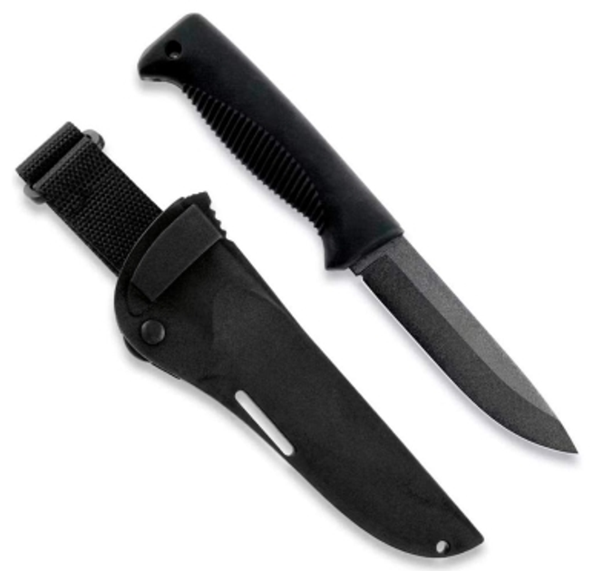 Нож Peltonen M07, покрытие PTFE Teflon, чёрный, черный композитный чехол - изображение 1