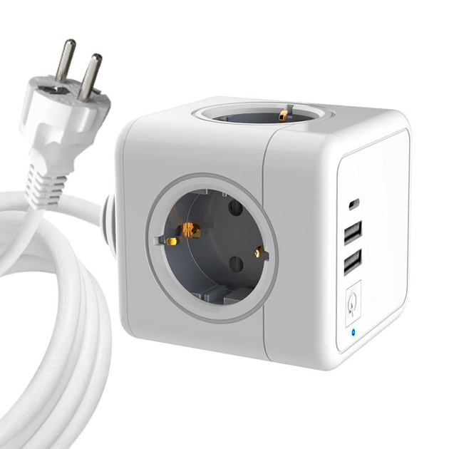 Универсальный сетевой удлинитель SUOMA + 3 USB-A + 1 TUPE-C Белый (E04C ...