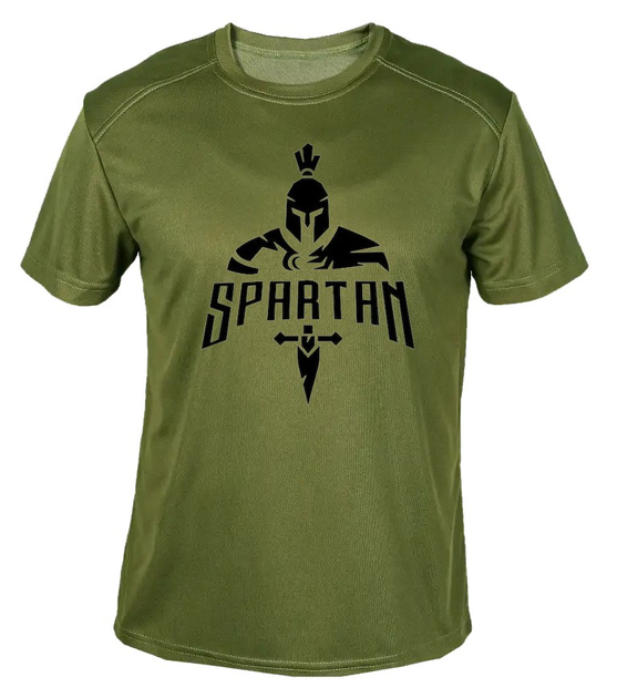 Футболка потовідвідна армійська ЗСУ з принтом "Спартан " в оливі L - зображення 1