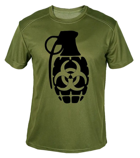 Футболка потоотводящая военная ВСУ с принтом "Реактивная граната" в оливе S - изображение 1