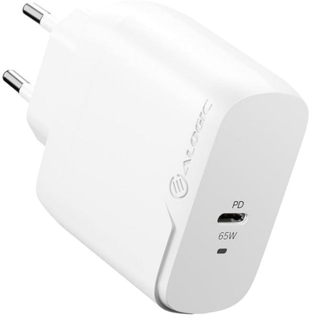 Ładowarka sieciowa Alogic Rapid Power 65W GaN Charger 1 port + 2m USB-C Cable White (WCG1X65-EU) - obraz 1