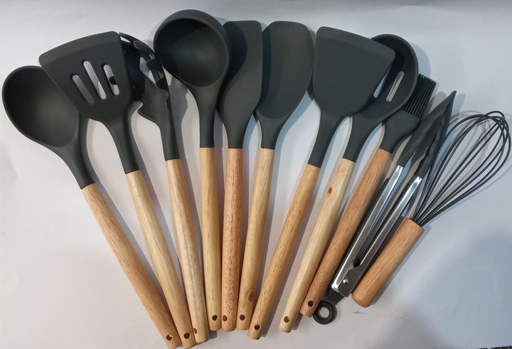 Силиконовый кухонный набор Kitchen Dining P-0399 темно-серые 12 ...