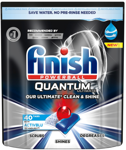 Капсули для посудомийної машини Finish Quantum Ultimate regular 40 шт (5900627090307) - зображення 1