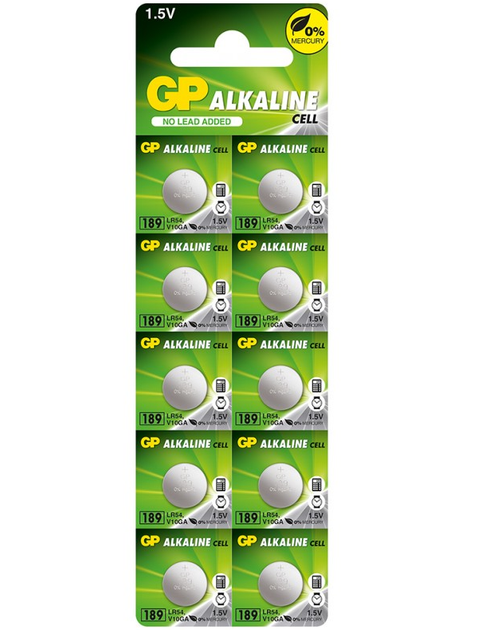 Батарейка GP AG10 (189-U10, LR54), 1.5V Alkaline - Фото 2 Батарейка GP AG10 (189-U10, LR54), 1.5V Alkaline - изображение 2