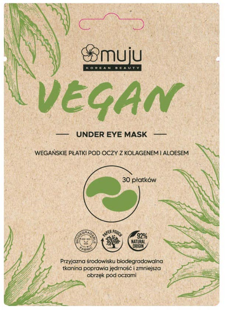 Płatki pod oczy Muju Vegan Under Eye Mask wegańskie z kolagenem i aloesem 30 szt (5907614679873) - obraz 1