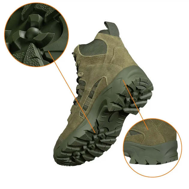 Мужские демисезонные ботинки Oplot Оливковый 44 р Kali AI552 из натурального зносостойкого нубука покрыты гидрофобной пропиткой дышащая подкладка - изображение 2