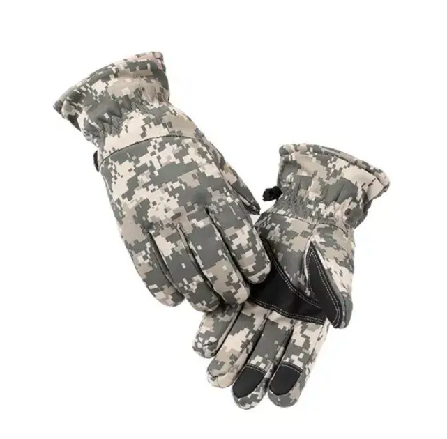 Зимние перчатки размер XL Снежный камуфляж Kali AI517 с подкладкой из флиса манжеты на резинке для лучшей фиксации с накладками на пальцах для сенсора - изображение 2