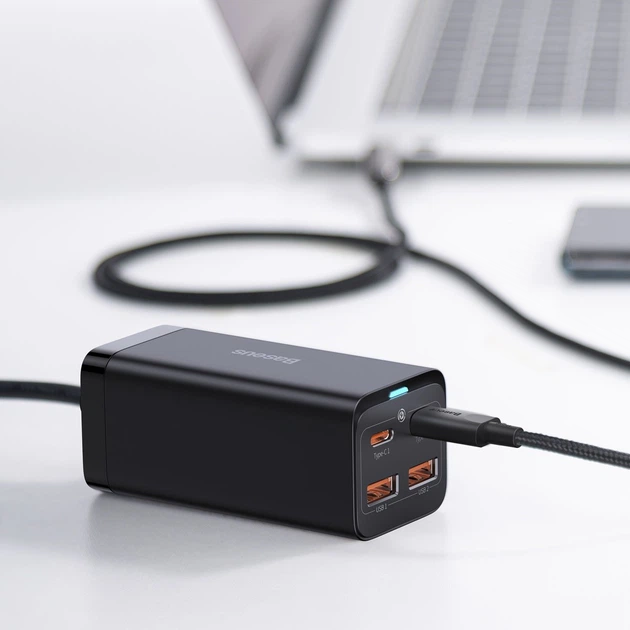 Мережевий зарядний пристрій Baseus GAN3 Pro Desktop Fast Charger 100W EU 2x USB Type-A + 2x USB Type-C PD3.0 QC4.0 AFC Black (CCGP000101) - зображення 3