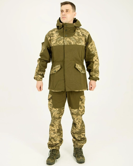 Костюм Гірка камуфляжна олива піксель, штани з підтяжками, куртка з капюшоном, вітрозахисний 54 - зображення 1