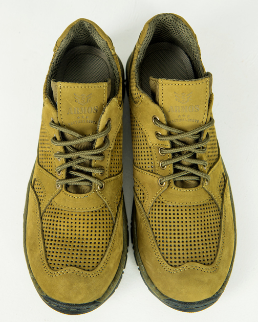 Кроссовки мужские кожаные с перфорацией Армос олива 40 - изображение 2