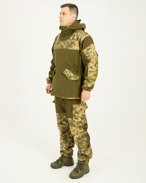 Костюм Гірка камуфляжна олива піксель, штани з підтяжками, куртка з капюшоном, вітрозахисний 48 - зображення 2