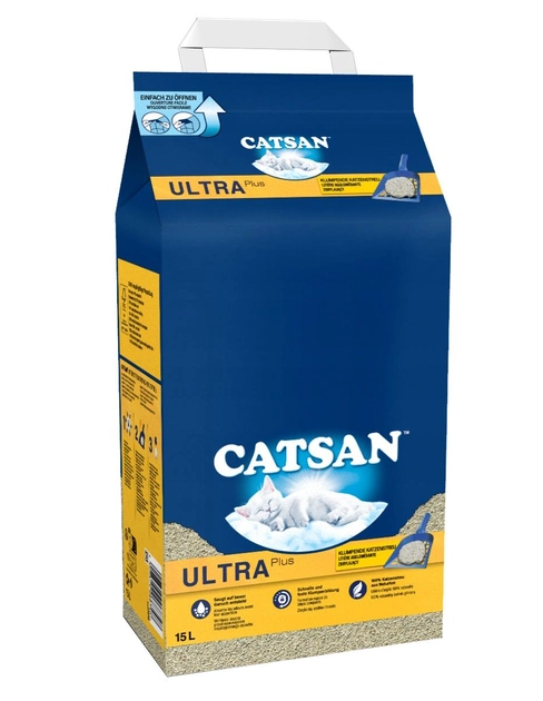 Żwirek bentonitowy Catsan Ultra Plus dla kotów 15 l (4008429068348) - obraz 1