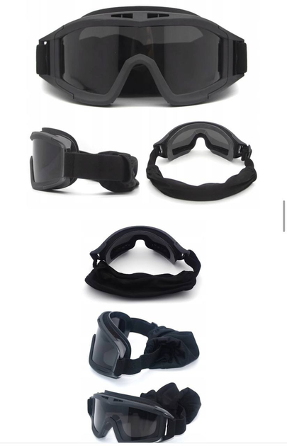 Тактические очки для военных с сменными линзами Черный - изображение 1