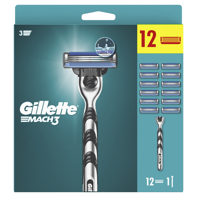 Станок для бритья мужской (Бритва) Gillette Mach3 с 12 сменными ...