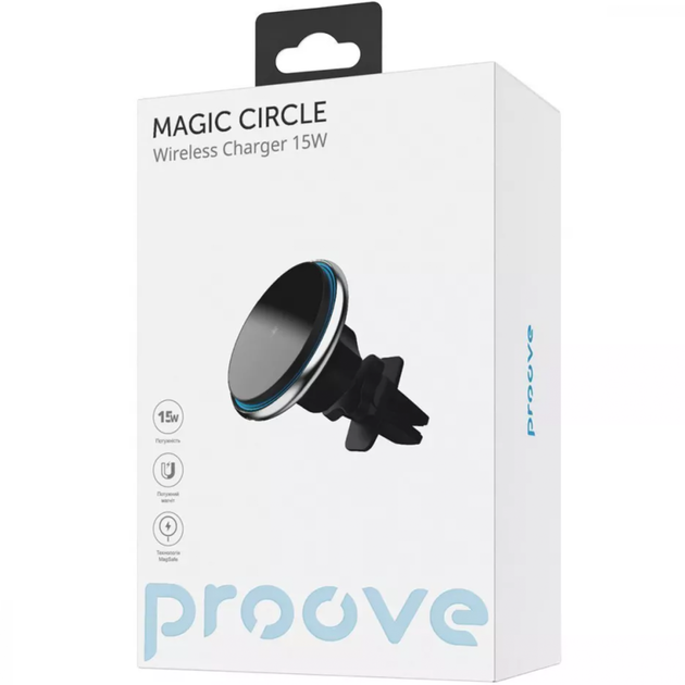 Автодержатель с беспроводной зарядкой Proove Magic Circle Wireless Car Charge 15W, Silver - изображение 3
