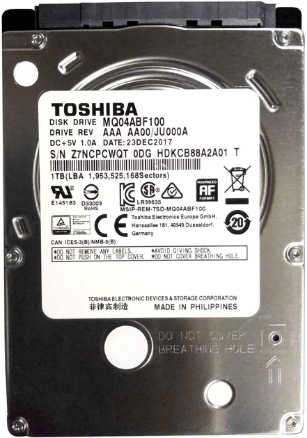Dysk twardy Toshiba 5400RPM 128MB 2.5" 1TB SATA III (MQ04ABF100) - obraz 1