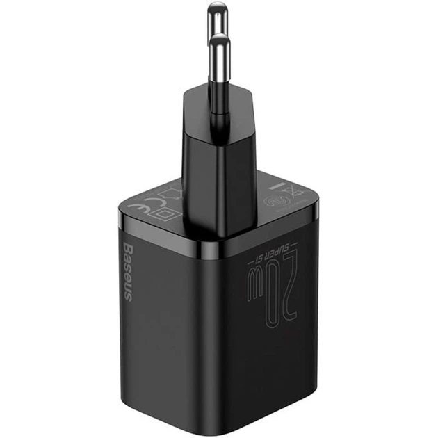 Мережевий зарядний пристрій Super Silicone PD Charger 20W (Type-C) блок живлення+кабель Lightning чорний, Baseus (TZCCSUP-B01) - зображення 2