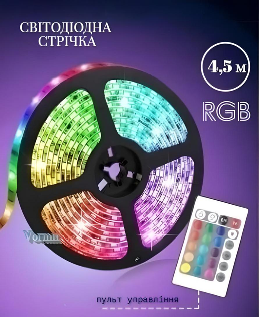 Самоклеющаяся светодиодная rgb led лента с пультом и блоком питания для ...