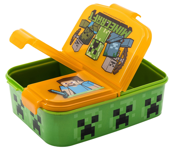Pojemnik na lunch Euromic Minecraft z trzema przegródkami 20 x 17 x 7 cm (8412497404209) - obraz 1