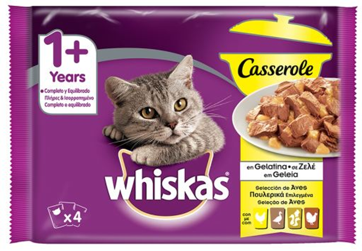 Вологий корм для котів Whiskas смаки птиці 4 x 85 г (5900951263859) - зображення 1