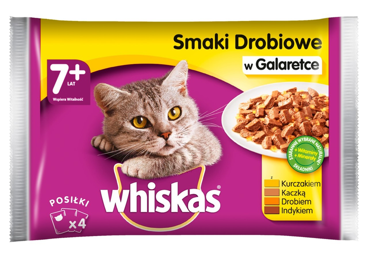 Вологий корм для котів Whiskas смаки птиці 4 x 100 г (5900951254222) - зображення 1