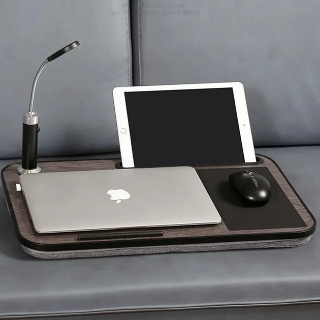 Столик-підставка для ноутбука з подушкою та лампою USB Puffy столик із тримачем планшета та телефону - изображение 4