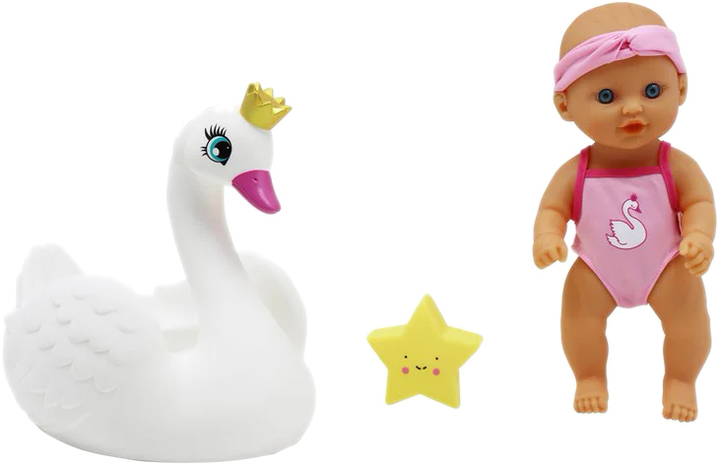 Lalka bobas Amo Toys Happy Friend Bath Time Baby and Swan 27 cm (5713428018896) - obraz 2