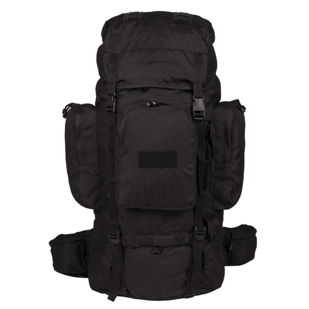 Рюкзак Mil-Tec M-T 39 х 21 х 75 см двулямочный с ручкой для переноса с защитным чехлом от дождя мягкие плечевые и поясные ремни липучки на переднем кармане 88Л Черный - изображение 1