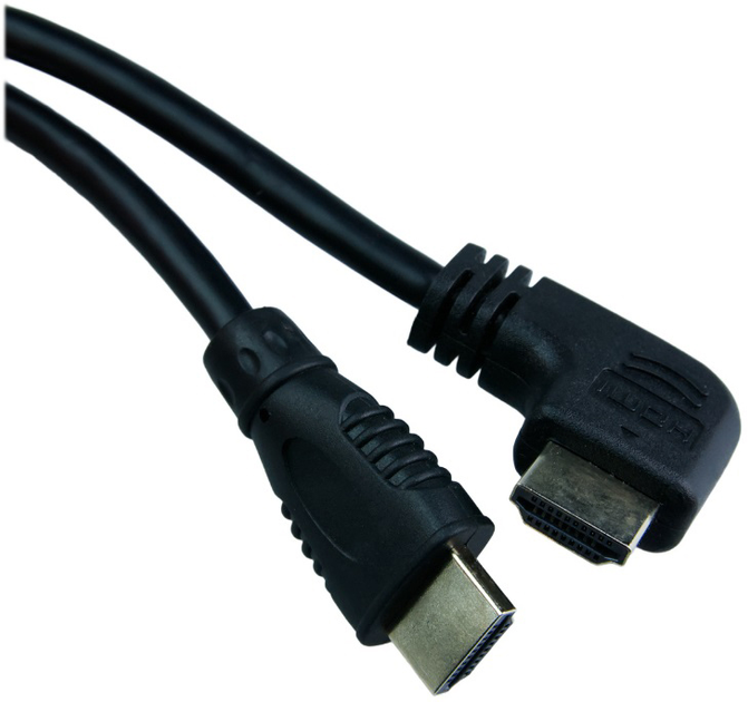 Kabel DPM HDMI to HDMI wtyk kątowy płaski 1.5 m czarny (BMHDMI15B) (5906881203507) - obraz 1