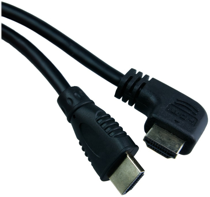 Кабель DPM HDMI to HDMI конектор під прямим кутом плаский 1.5 м чорний (BMHDMI15B) (5906881203507) - зображення 1