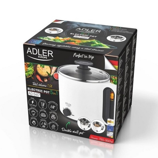 Электрокастрюля 1.9 л Adler AD 6417 5в1 White - изображение 9