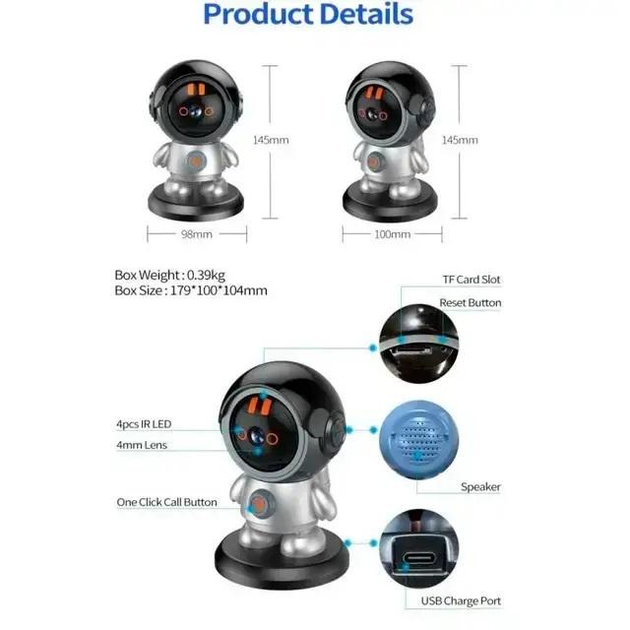 Поворотная беспроводная Wi-Fi видеокамера 3MP видеоняня Робот с датчиком движения 355 градусов UKC HD Smart Camera ART 8936 - изображение 8