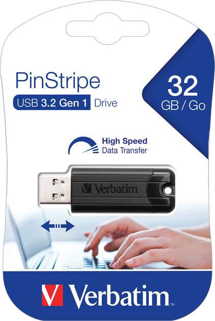 Pamięć flash USB Verbatim PinStripe USB 3.0 32GB Black (23942493174) - obraz 3