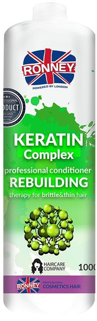 Odżywka Ronney Keratin Complex Professional Conditioner Rebuilding do włosów suchych i łamliwych odbudowująca 1000 ml (5060589155008) - obraz 1