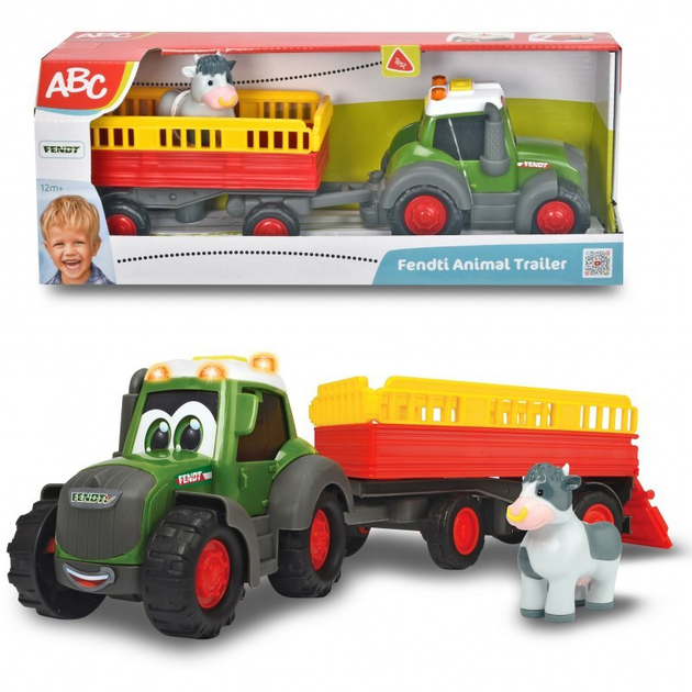 Traktor Dickie ABC Fendti Animal Trailer z figurką (4006333074615) - obraz 1