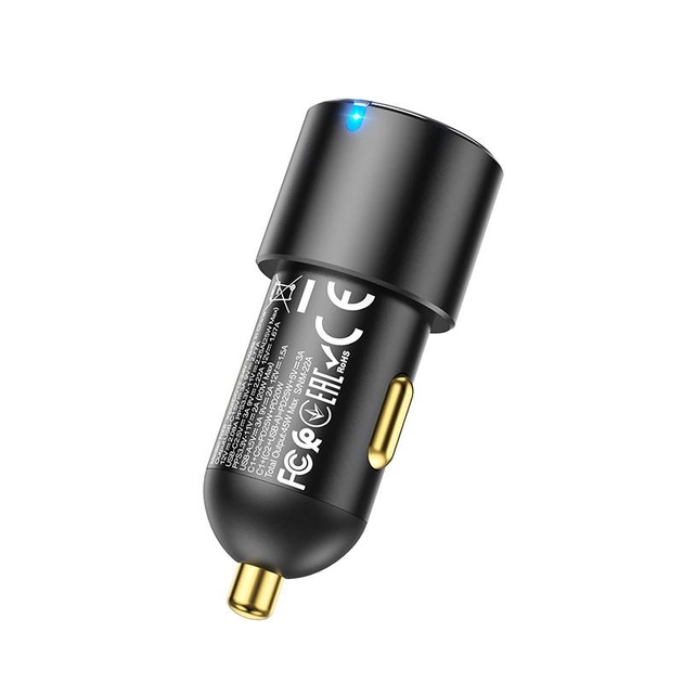 Автомобільний зарядний пристрій 45W швидка зарядка HOCO NZ6 PD45W 3-port(2C1A) car charger Black - Фото 6 Автомобільний зарядний пристрій 45W швидка зарядка HOCO NZ6 PD45W 3-port(2C1A) car charger Black - изображение 6