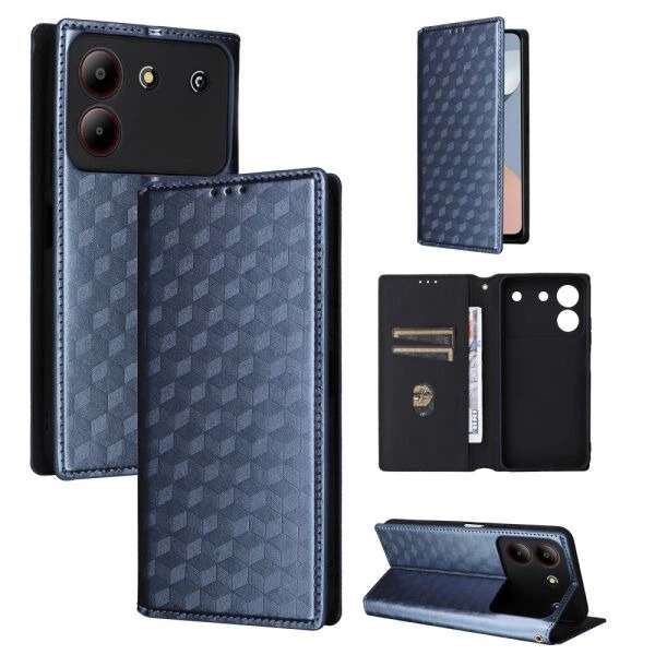 Чехол Deexe Rhombus Book для ZTE Blade A54 - Blue - изображение 5