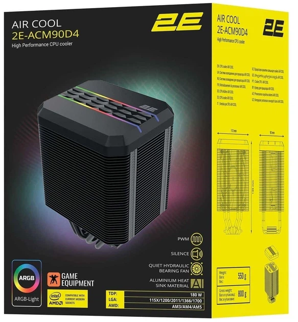 Кулер для процесора 2E GAMING AIR COOL (ACM90D4) RGB 1700 (2E-ACM90D4) - изображение 2