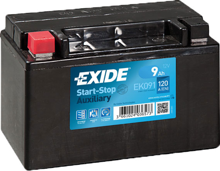 Мото акумулятор Exide START & STOP AUXILIARY 9 Ач +/- 120EN 150х90х105 (EK091) - зображення 1