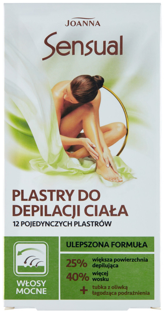 Zestaw Joanna Sensual plastry do depilacji ciała włosy mocne 12 szt + tubka z oliwką łagodzącą 10 ml (5901018017354) - obraz 1