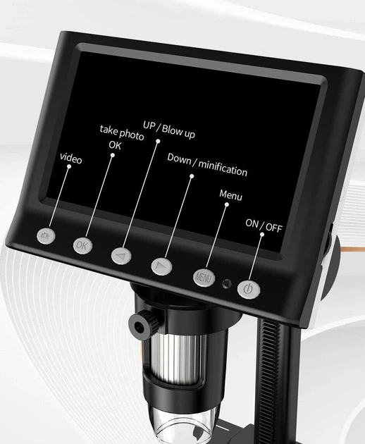 Микроскоп цифровой с 4,3" дюймовым LCD экраном DM7 аккумуляторное увеличение до 1000X - Фото 7 Микроскоп цифровой с 4,3" дюймовым LCD экраном DM7 аккумуляторное увеличение до 1000X - изображение 7